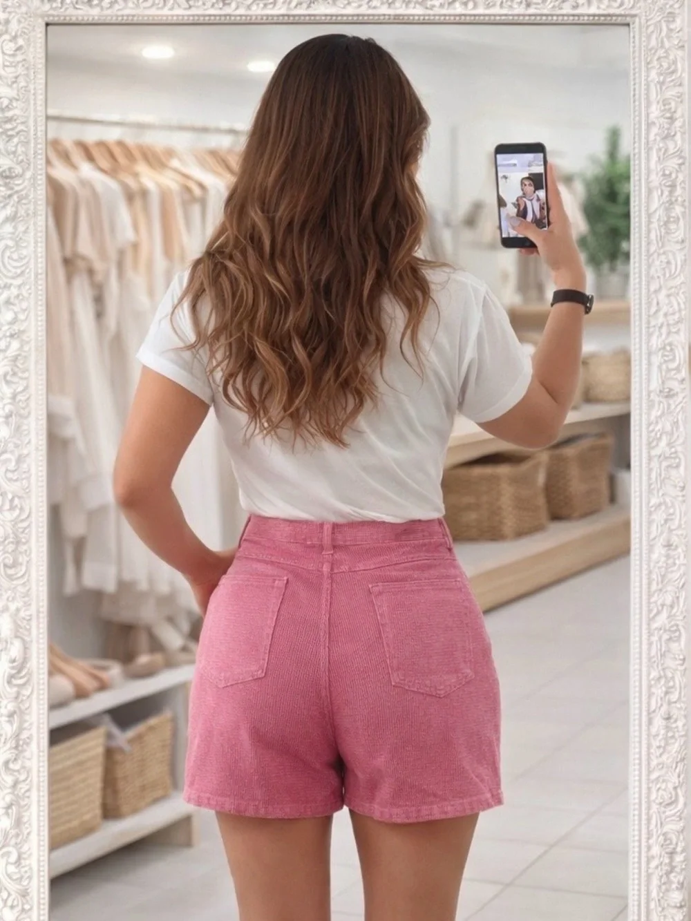 Vintage Bill Blass Pink Gingham High Waisted Shorts Size 16